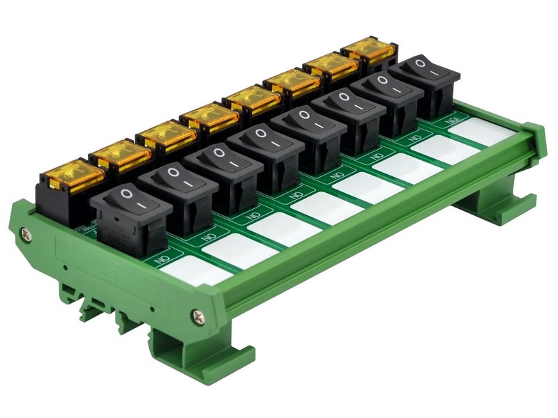 OONO DIN Rail Mount Rocker Switch Module, 10Amp 250VAC/50VDC (8 Channel) - Image 3